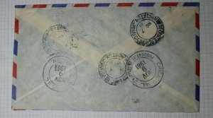 Jamaica Kingston Registered Letter SVE Airmail Lion Brand Sc# 168 1961