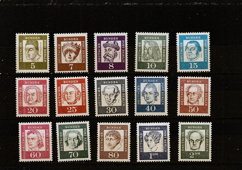 Germany  Scott#  9N176-9N190  MNH  (1961-2 Portraits)