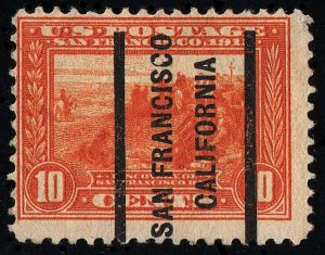 U.S. Scott #400A 1914 10¢ Panama-Pacific, Used, F, San Francisco CA precancel