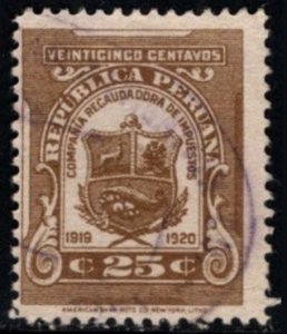 1919 Peru Revenue 25 Centavos General Stamp Duty Used