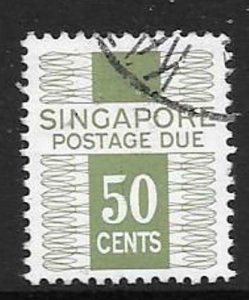 SINGAPORE SGD15 1977-78 50c SAGE GREENPOSTAGE DUE FINE USED