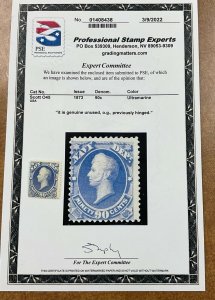 1873 U.S. 90c Navy Official Stamp Scott #O45 Unused PSE certificate BRIGHT