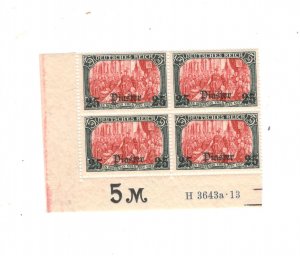 GERMANY, OFFICES IN TURKEY, SCOTT# 54, INSCRIPTION CORNER BLK OF 4, MNH, OG,