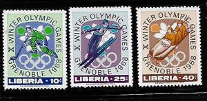 LIBERIA, 413-415, MNH, 1968 OLYMPIC GAMES