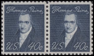US 1292 Thomas Paine 40c horz pair (2 stamps) MNH 1968