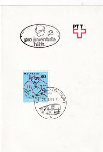 Switzerland 1988 Pro Juventute PTT Card Automobil Postburo cancel VGC