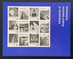 3910 MODERN AMERICAN ARCHITECTURE Pane of 12 US 37¢ Stamps MNH 2005