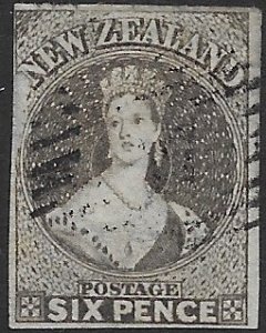 New Zealand 14a   1863 6p blk brn   fine used