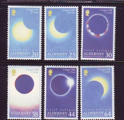 Alderney Sc 128-33 1999 Solar Eclipse stamp set mint NH