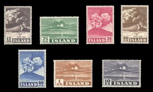 Iceland #246-252 Cat$85.25, 1948 Hecla Volcano, complete set, never hinged