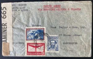 1940 Buenos Aires Argentina Censored Airmail Cover To Manchester England