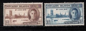 PITCAIRN ISLANDS Scott # 9-10 MH - KGVI Peace Issue 2