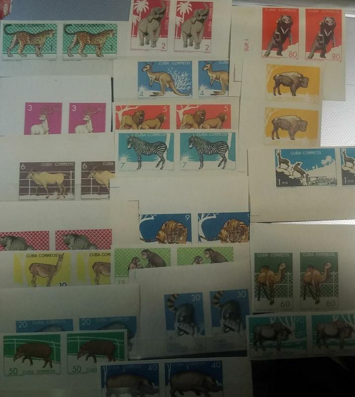 O) 1964 CUBA-CARIBE, IMPERFORATE,ZOO-BUFFALO,ELEPHANT-DEER-KANGAROO-LIONS-ELAND-