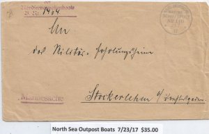 WW1: Germany Marine Schiffspost: North Sea Outpost Boats 7/23/1917 (M6507)