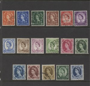 STAMP STATION PERTH GB #292-308 QEII Definitive Set Used 1952-54