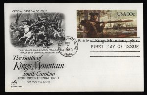 #UX85 10c Battle of Kings Mountain, Art Craft FDC **ANY 5=FREE SHIPPING**