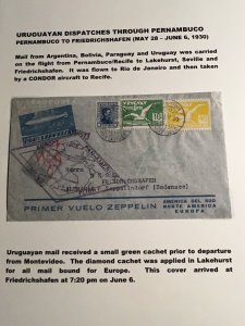 1930 Uruguay Graf Zeppelin Airmail Cover Montevideo to Friedrichshafen Germany