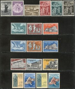 VATICAN Sc#298-325 1961 Year Seven Different Complete Sets OG Mint NH