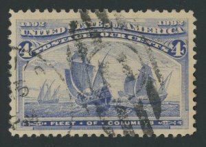 USA 233 - 4 cent Columbian - VF/XF Used with duplex cancel - sound stamp