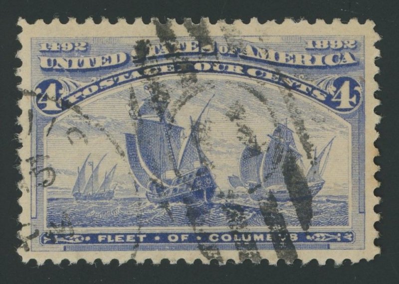 USA 233 - 4 cent Columbian - VF/XF Used with duplex cancel - sound stamp