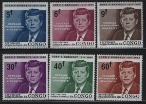CONGO 514-519 MINT HINGED, REMNANTS JFK, KENNEDY SET 1964
