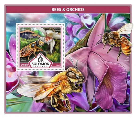 SOLOMON ISLANDS - 2017 - Bees and Orchids - Perf Souv Sheet - MNH