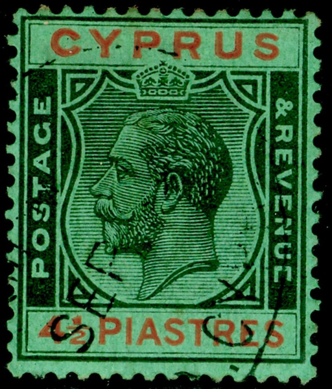 CYPRUS SG111, 4½pi black & orange/emerald, USED.