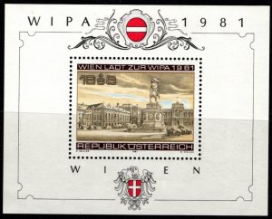 1981 Austria Scott #- B345 WIPA Philatelic Exhibition Heroes Square Vienna MNH