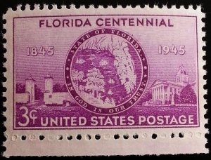 1945 3c Florida Statehood, 100th Anniversary Scott 927 Mint F/VF NH