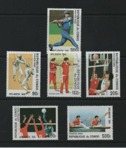 Thematic Stamps Sport - CONGO 1996 ATLANTA OLY 6v mint