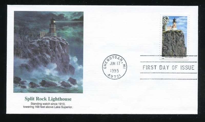 US 2969 Great Lakes Lighthouses - Split Rock UA Fleetwood cachet FDC