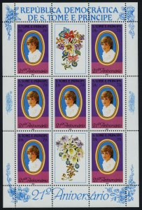 St Thomas & Principe 656 sheet MNH Princess Diana 21st Birthday