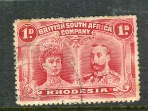RHODESIA; 1910 early Double Head issue fine used Shade of 1d. value