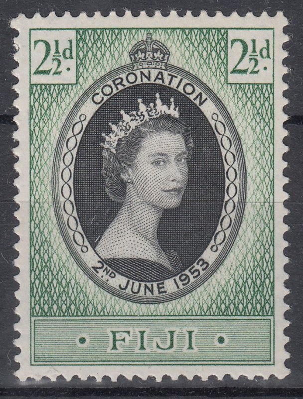1953 FIJI QEII CORONATION 2½d BLACK & GREEN (SG# 278)