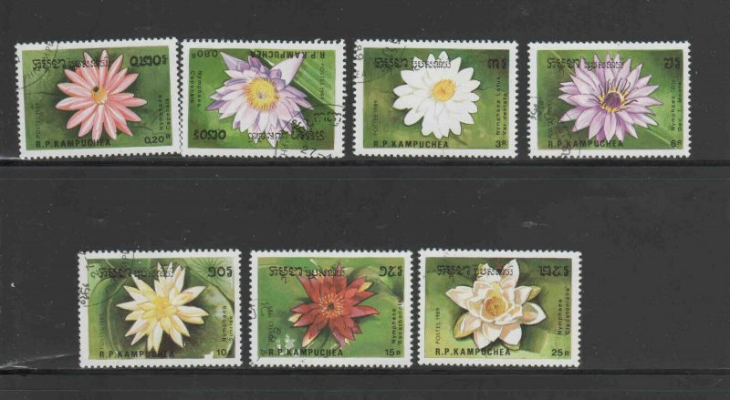 CAMBODIA #954-960  1989  FLOWERS      MINT  VF NH O.G  CTO
