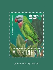 Micronesia 2014 - Birds Parrots - Souvenir Stamp Sheet - Scott #1049 - MNH