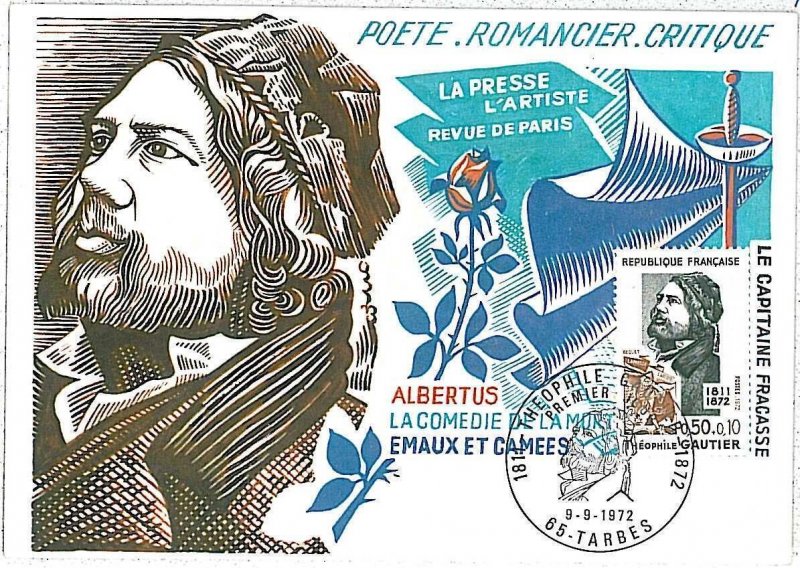 26318-FRANCE - MAXIMUM CARD -ART: POETRY \ LITERATURE: THEOPHILE GAUTIER -1972-