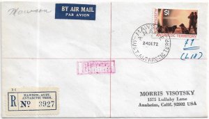 1972 Mawson, Australian Antarctic Territory to Anaheim, Ca Regis. A/M (59789)