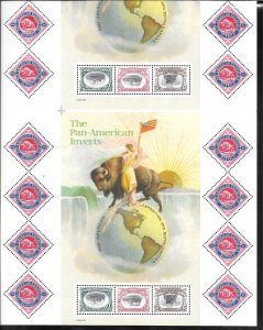 #3505 MNH The Pan-American Inverts cut from Press Sheet (my206)