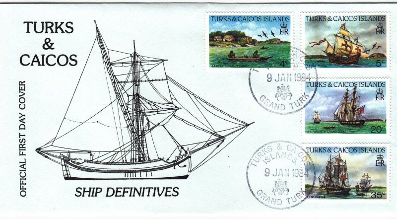 1984, Turks & Caicos Islands: Ship Definitives, FDC (S18887)