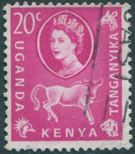 Kenya Uganda and Tanganyika 1960 SG186 20c magenta QEII wildebeest FU (amd)