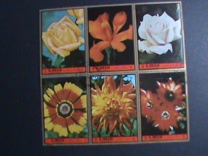 ​AJMAN-1972 JUMBO LARGE SIZE COLORFUL BEAUTIFUL LOVELY ROSES :CTO BLOCK VF