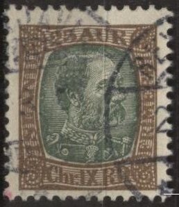Iceland 41 (used) 25a King Christian IX, brn & grn (1902)