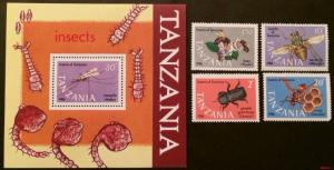 Tanzania 1987** Mi.399-02 + Bl.65. Insects [20;43]
