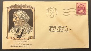 SUSAN B ANTHONY #784 AUG 26 1936 WASHINGTON DC FIRST DAY COVER (FDC) BX4