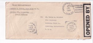 1943 APO 913, Nandi Air Field, Fiji to Cambridge, MA, Censored (F32368)