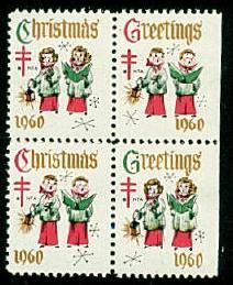 #WX204 1960 Christmas Seal Block of 4 (Perf 12 1/2)  - MNH