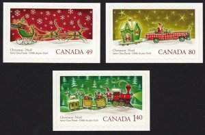 DIE CUT = CHRISTMAS = SANTA CLAUS, DEER, CAR, TRAIN = Canada 2004 #2069i-71i MNH