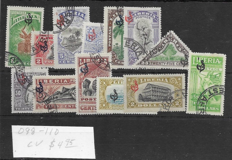 Liberia #O98-O110 Used - Set - CAT VALUE $4.95