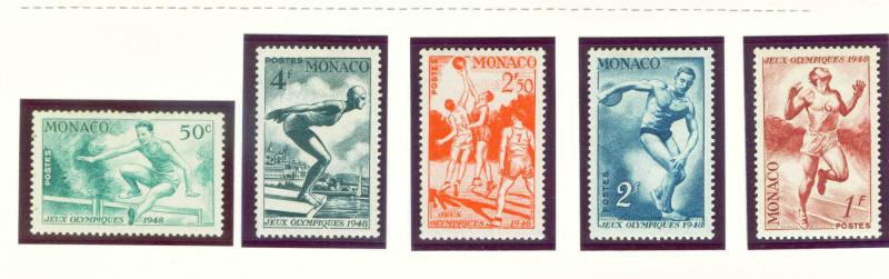 Monaco 1948 Olympic stamps Scott 204-8 MH*